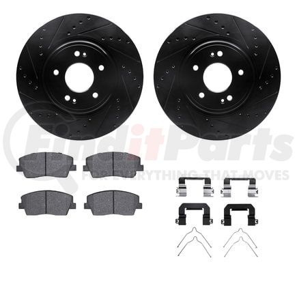 Dynamic Friction Company 8512-21051 Rotors-Drilled & Slotted-Black w/ 5000 Advanced Brake Pads Incl Hdw