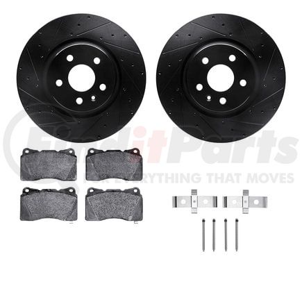 Dynamic Friction Company 8512-26001 Rotors-Drilled & Slotted-Black w/ 5000 Advanced Brake Pads Incl Hdw