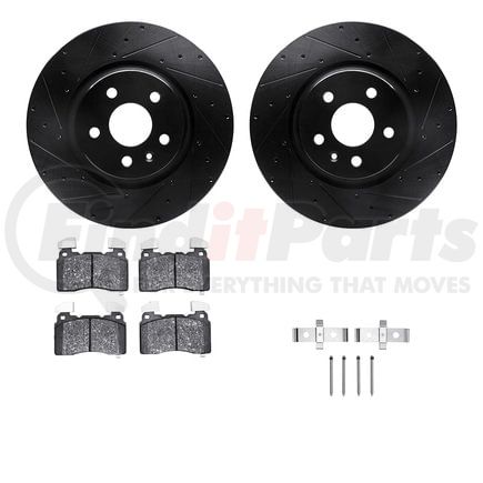 Dynamic Friction Company 8512-26003 Rotors-Drilled & Slotted-Black w/ 5000 Advanced Brake Pads Incl Hdw