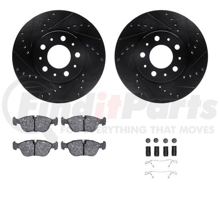 Dynamic Friction Company 8512-27022 Rotors-Drilled & Slotted-Black w/ 5000 Advanced Brake Pads Incl Hdw