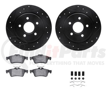 Dynamic Friction Company 8512-27036 Rotors-Drilled & Slotted-Black w/ 5000 Advanced Brake Pads Incl Hdw