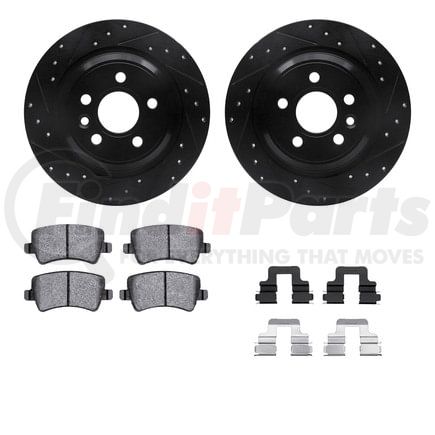 Dynamic Friction Company 8512-27042 Rotors-Drilled & Slotted-Black w/ 5000 Advanced Brake Pads Incl Hdw