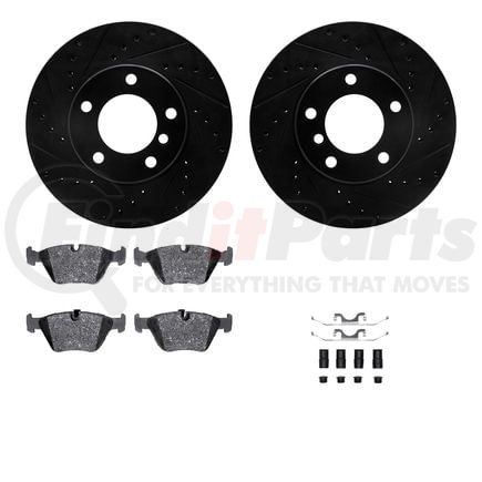 Dynamic Friction Company 8512-31041 Rotors-Drilled & Slotted-Black w/ 5000 Advanced Brake Pads Incl Hdw