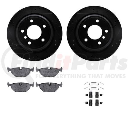 Dynamic Friction Company 8512-31042 Rotors-Drilled & Slotted-Black w/ 5000 Advanced Brake Pads Incl Hdw