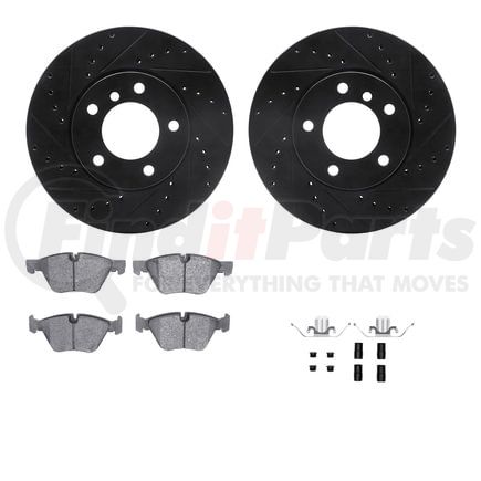 Dynamic Friction Company 8512-31073 Rotors-Drilled & Slotted-Black w/ 5000 Advanced Brake Pads Incl Hdw