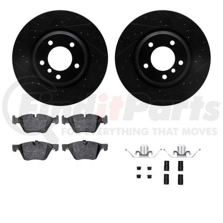 Dynamic Friction Company 8512-31076 Rotors-Drilled & Slotted-Black w/ 5000 Advanced Brake Pads Incl Hdw