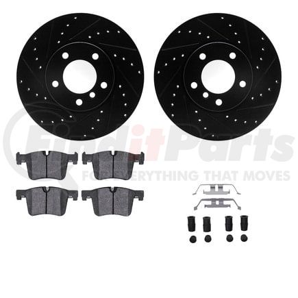 Dynamic Friction Company 8512-31096 Rotors-Drilled & Slotted-Black w/ 5000 Advanced Brake Pads Incl Hdw