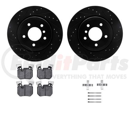 Dynamic Friction Company 8512-31098 Rotors-Drilled & Slotted-Black w/ 5000 Advanced Brake Pads Incl Hdw
