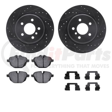 Dynamic Friction Company 8512-31115 Rotors-Drilled & Slotted-Black w/ 5000 Advanced Brake Pads Incl Hdw