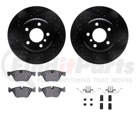 Dynamic Friction Company 8512-31114 Rotors-Drilled & Slotted-Black w/ 5000 Advanced Brake Pads Incl Hdw