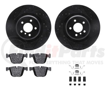 Dynamic Friction Company 8512-31151 Rotors-Drilled & Slotted-Black w/ 5000 Advanced Brake Pads Incl Hdw