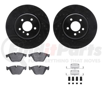 Dynamic Friction Company 8512-31504 Rotors-Drilled & Slotted-Black w/ 5000 Advanced Brake Pads Incl Hdw