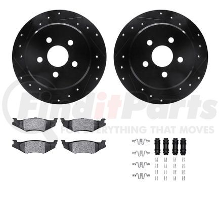 Dynamic Friction Company 8512-39003 Rotors-Drilled & Slotted-Black w/ 5000 Advanced Brake Pads Incl Hdw