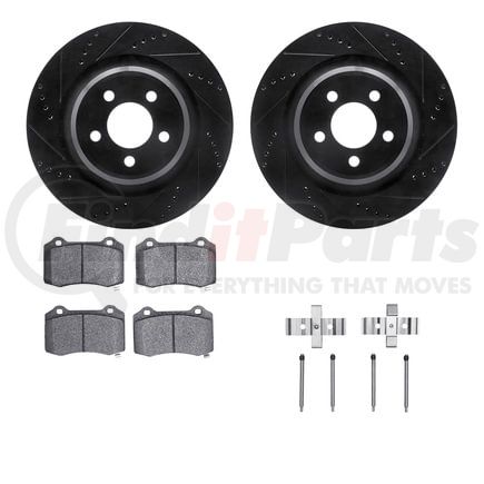 Dynamic Friction Company 8512-39013 Rotors-Drilled & Slotted-Black w/ 5000 Advanced Brake Pads Incl Hdw