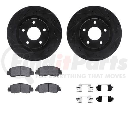 Dynamic Friction Company 8512-39015 Rotors-Drilled & Slotted-Black w/ 5000 Advanced Brake Pads Incl Hdw