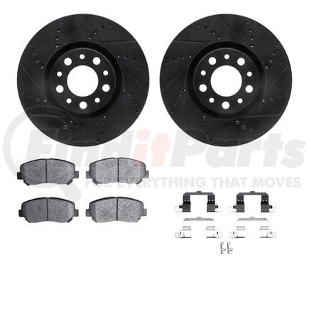 Dynamic Friction Company 8512-39016 Rotors-Drilled & Slotted-Black w/ 5000 Advanced Brake Pads Incl Hdw