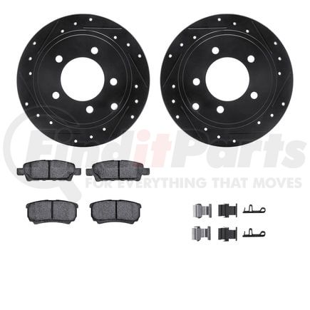 Dynamic Friction Company 8512-39031 Brake Rotor - Dimpled & Slotted - Black w/5000 Brake Pads & HW Kit