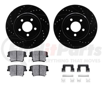 Dynamic Friction Company 8512-39111 Rotors-Drilled & Slotted-Black w/ 5000 Advanced Brake Pads Incl Hdw