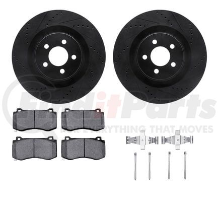 Dynamic Friction Company 8512-39119 Rotors-Drilled & Slotted-Black w/ 5000 Advanced Brake Pads Incl Hdw
