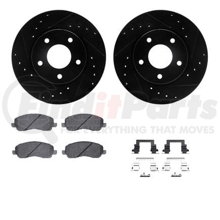 Dynamic Friction Company 8512-40027 Rotors-Drilled & Slotted-Black w/ 5000 Advanced Brake Pads Incl Hdw