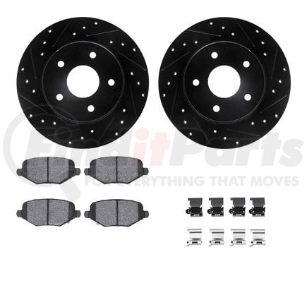 Dynamic Friction Company 8512-40043 Rotors-Drilled & Slotted-Black w/ 5000 Advanced Brake Pads Incl Hdw