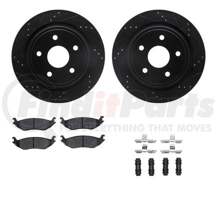 Dynamic Friction Company 8512-40083 Brake Rotor - Drilled & Slotted - Black w/5000 Brake Pads & HW Kit