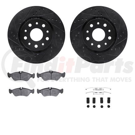 Dynamic Friction Company 8512-40237 Rotors-Drilled & Slotted-Black w/ 5000 Advanced Brake Pads Incl Hdw