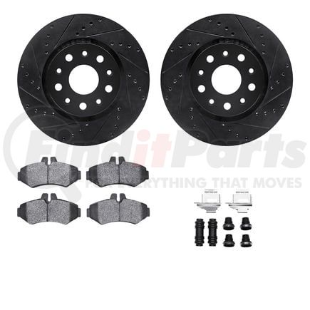 Dynamic Friction Company 8512-40238 Rotors-Drilled & Slotted-Black w/ 5000 Advanced Brake Pads Incl Hdw