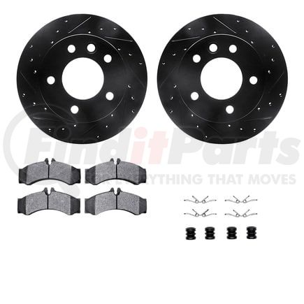 Dynamic Friction Company 8512-40258 Rotors-Drilled & Slotted-Black w/ 5000 Advanced Brake Pads Incl Hdw