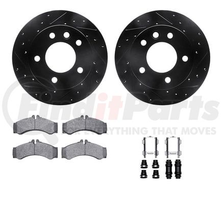 Dynamic Friction Company 8512-40260 Rotors-Drilled & Slotted-Black w/ 5000 Advanced Brake Pads Incl Hdw