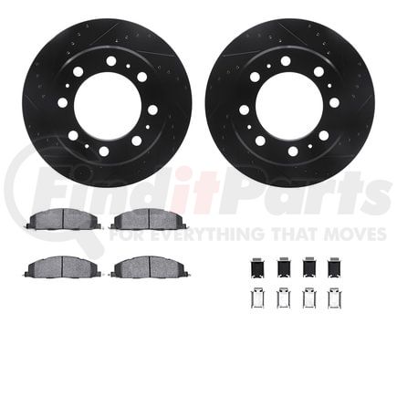 Dynamic Friction Company 8512-40516 Rotors-Drilled & Slotted-Black w/ 5000 Advanced Brake Pads Incl Hdw