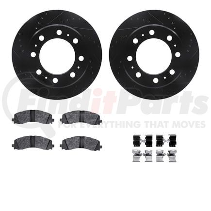 Dynamic Friction Company 8512-40518 Rotors-Drilled & Slotted-Black w/ 5000 Advanced Brake Pads Incl Hdw