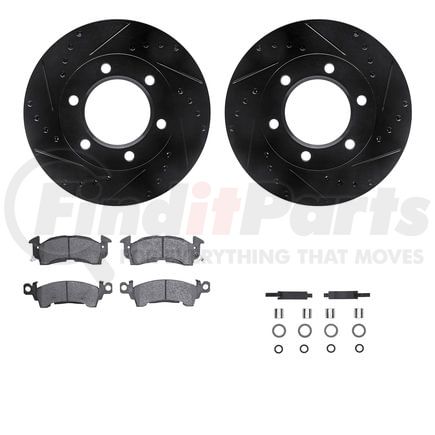 Dynamic Friction Company 8512-42006 Brake Rotor - Drilled & Slotted - Black w/5000 Brake Pads & HW Kit