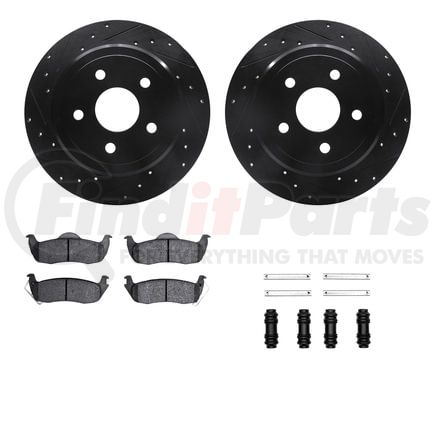 Dynamic Friction Company 8512-42028 Brake Rotor - Dimpled & Slotted - Black w/5000 Brake Pads & HW Kit