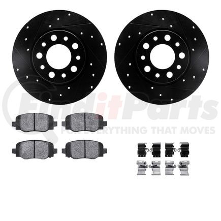 Dynamic Friction Company 8512-42046 Brake Rotor - Dimpled & Slotted - Black w/5000 Brake Pads & HW Kit