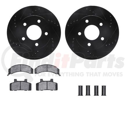 Dynamic Friction Company 8512-45055 Rotors-Drilled & Slotted-Black w/ 5000 Advanced Brake Pads Incl Hdw