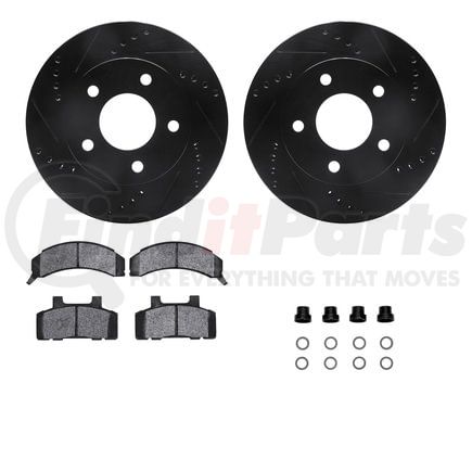 Dynamic Friction Company 8512-45054 Rotors-Drilled & Slotted-Black w/ 5000 Advanced Brake Pads Incl Hdw
