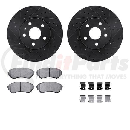 Dynamic Friction Company 8512-46020 Rotors-Drilled & Slotted-Black w/ 5000 Advanced Brake Pads Incl Hdw