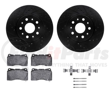 Dynamic Friction Company 8512-46052 Rotors-Drilled & Slotted-Black w/ 5000 Advanced Brake Pads Incl Hdw