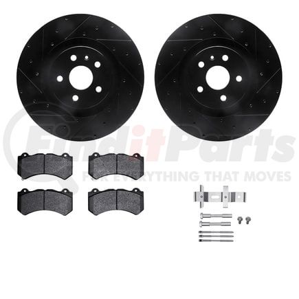 Dynamic Friction Company 8512-46203 Rotors-Drilled & Slotted-Black w/ 5000 Advanced Brake Pads Incl Hdw