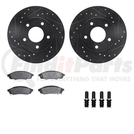 Dynamic Friction Company 8512-47085 Rotors-Drilled & Slotted-Black w/ 5000 Advanced Brake Pads Incl Hdw