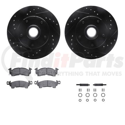 Dynamic Friction Company 8512-47119 Rotors-Drilled & Slotted-Black w/ 5000 Advanced Brake Pads Incl Hdw