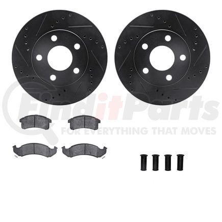 Dynamic Friction Company 8512-47157 Rotors-Drilled & Slotted-Black w/ 5000 Advanced Brake Pads Incl Hdw