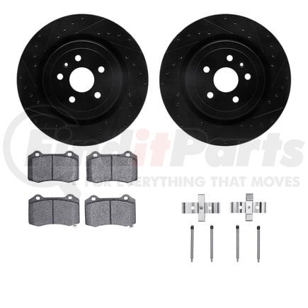 Dynamic Friction Company 8512-47217 Rotors-Drilled & Slotted-Black w/ 5000 Advanced Brake Pads Incl Hdw