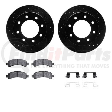 Dynamic Friction Company 8512-48006 Rotors-Drilled & Slotted-Black w/ 5000 Advanced Brake Pads Incl Hdw