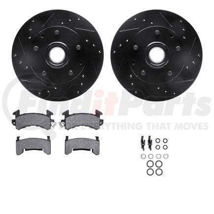 Dynamic Friction Company 8512-48015 Brake Rotor - Drilled & Slotted - Black w/5000 Brake Pads & HW Kit