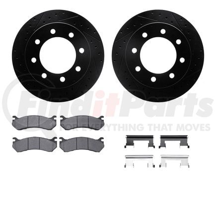 Dynamic Friction Company 8512-48040 Brake Rotor - Dimpled & Slotted - Black w/5000 Brake Pads & HW Kit