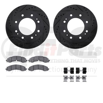Dynamic Friction Company 8512-48055 Rotors-Drilled & Slotted-Black w/ 5000 Advanced Brake Pads Incl Hdw