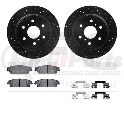 Dynamic Friction Company 8512-48063 Brake Rotor - Dimpled & Slotted - Black w/5000 Brake Pads & HW Kit