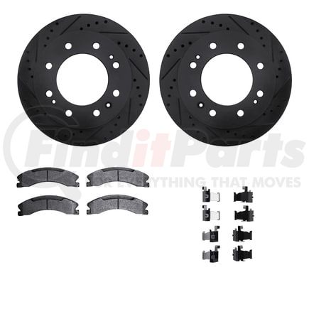 Dynamic Friction Company 8512-48068 Brake Rotor - Dimpled & Slotted - Black w/5000 Brake Pads & HW Kit